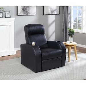 Cyrus Black Leather Home Theater Upholstered Recliner