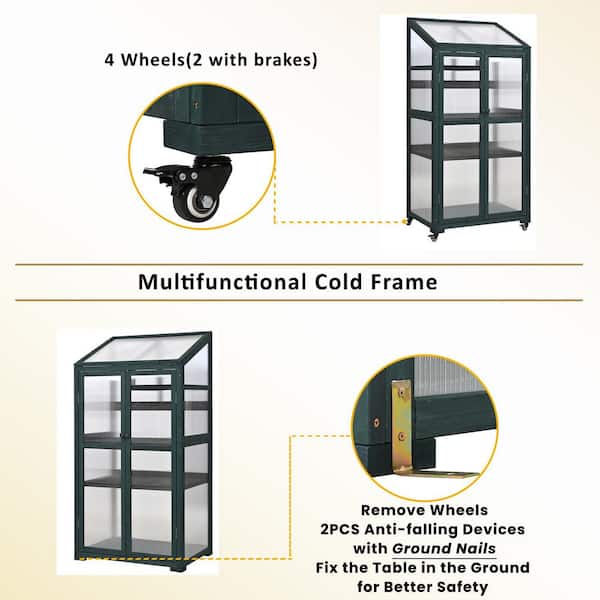 Unbranded - 22.4 in. W x 31.5 in. D x 62 in. H Fir Wood Green Greenhouse