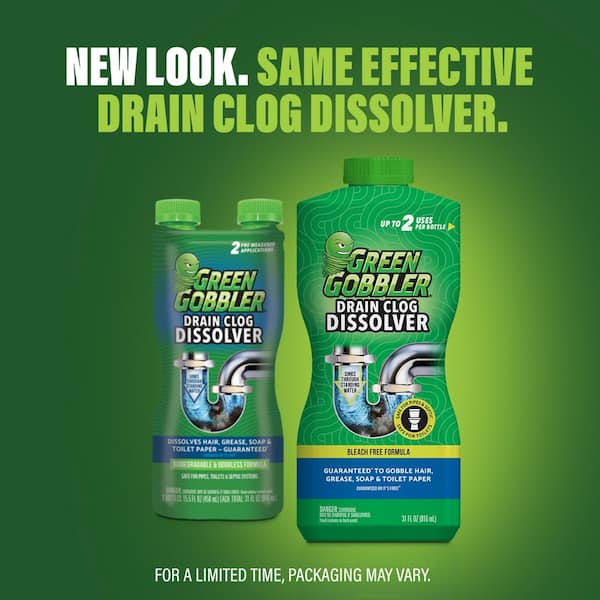 Green Gobbler - 31 oz. Drain and Toilet Clog Dissolver and Remover Premeasured Applications