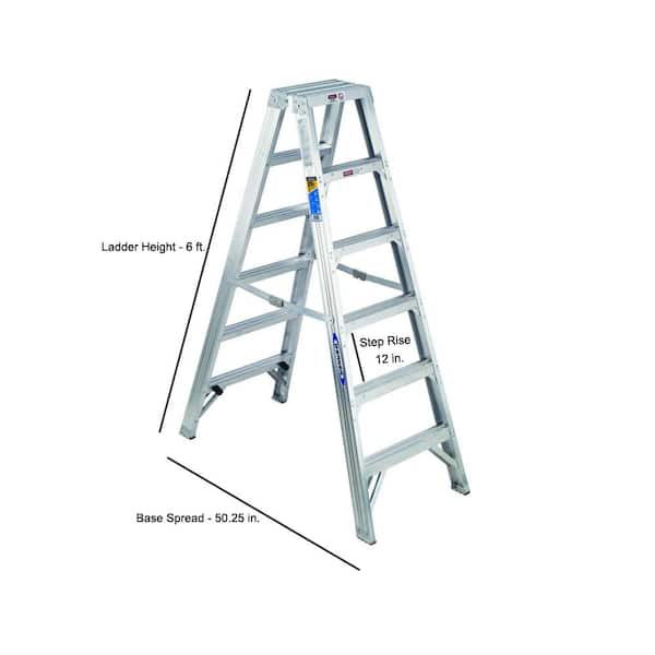 Werner 12 ft. Fiberglass Twin Step Ladder with 375 lb. Load Capacity Type  IAA Duty Rating T7412 - The Home Depot