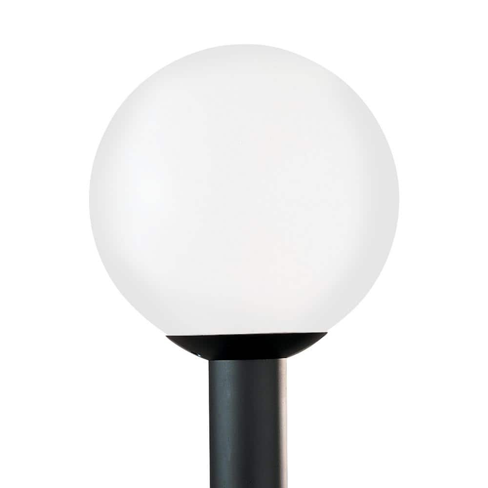 White Plastic Globe Outdoor Post Lantern with Acrylic Shade