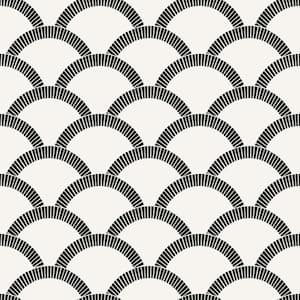 Mosaic Scallop Black Peel and Stick Wallpaper (Covers 56 sq. ft.)