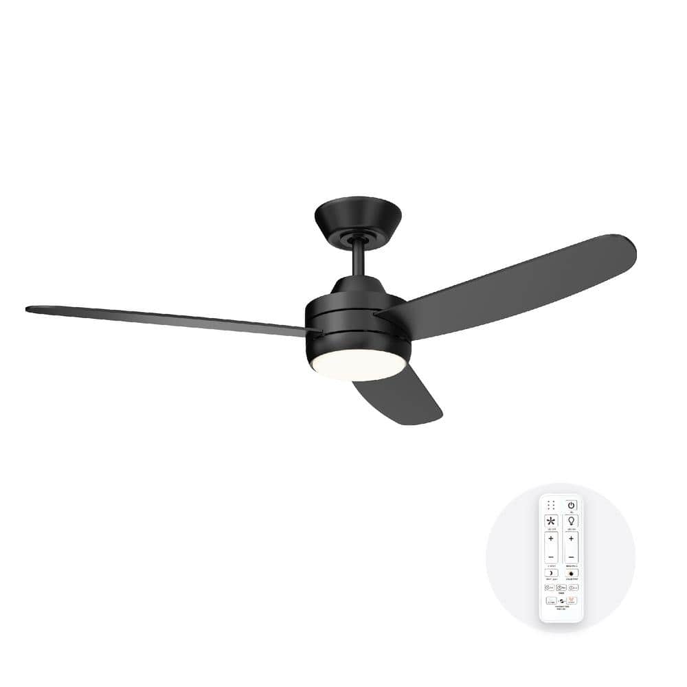 Joy 54 in. Integrated LED Matte Black Ceiling Fan with Adjustable Color Temperature and Night Light with Remote Control price history on PriceWatchPro
