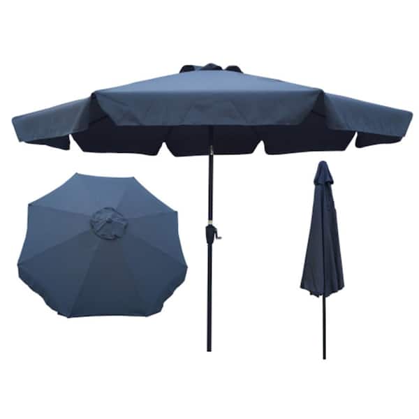Afoxsos 10 ft. Market Patio Umbrella Table Round Umbrella Outdoor Umbrella in Anthracite with Crank & Push Button Tilt for Shade