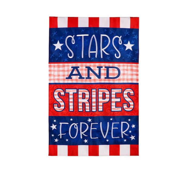 Evergreen Enterprises 2-1/3 ft. x 3-2/3 ft. Stars and Stripes Forever Burlap House Flag