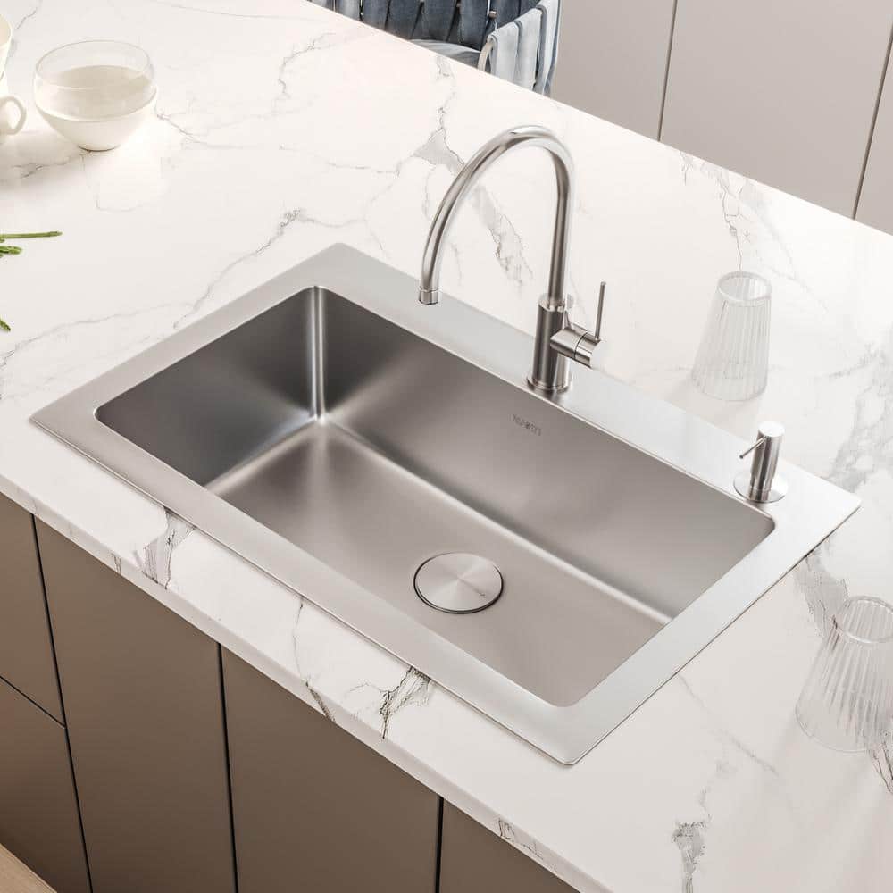 Ruvati 33 x 22 Inch Stainless Steel Drop-In Single Bowl Kitchen Sink