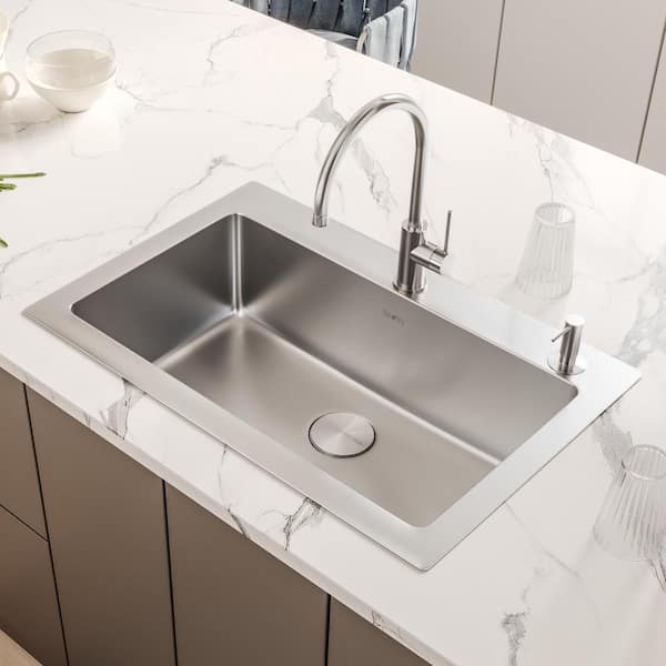 Modena 33 in. Drop-in Single Bowl 16 Gauge Stainless Steel Kitchen Sink