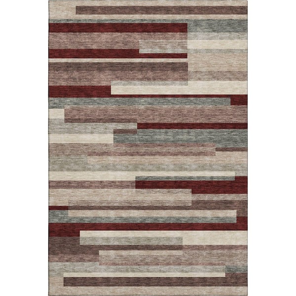 Mayfield Premium Machine Washable Abstract AMF956 Merlot 9 ft. x 12 ft. Area Rug