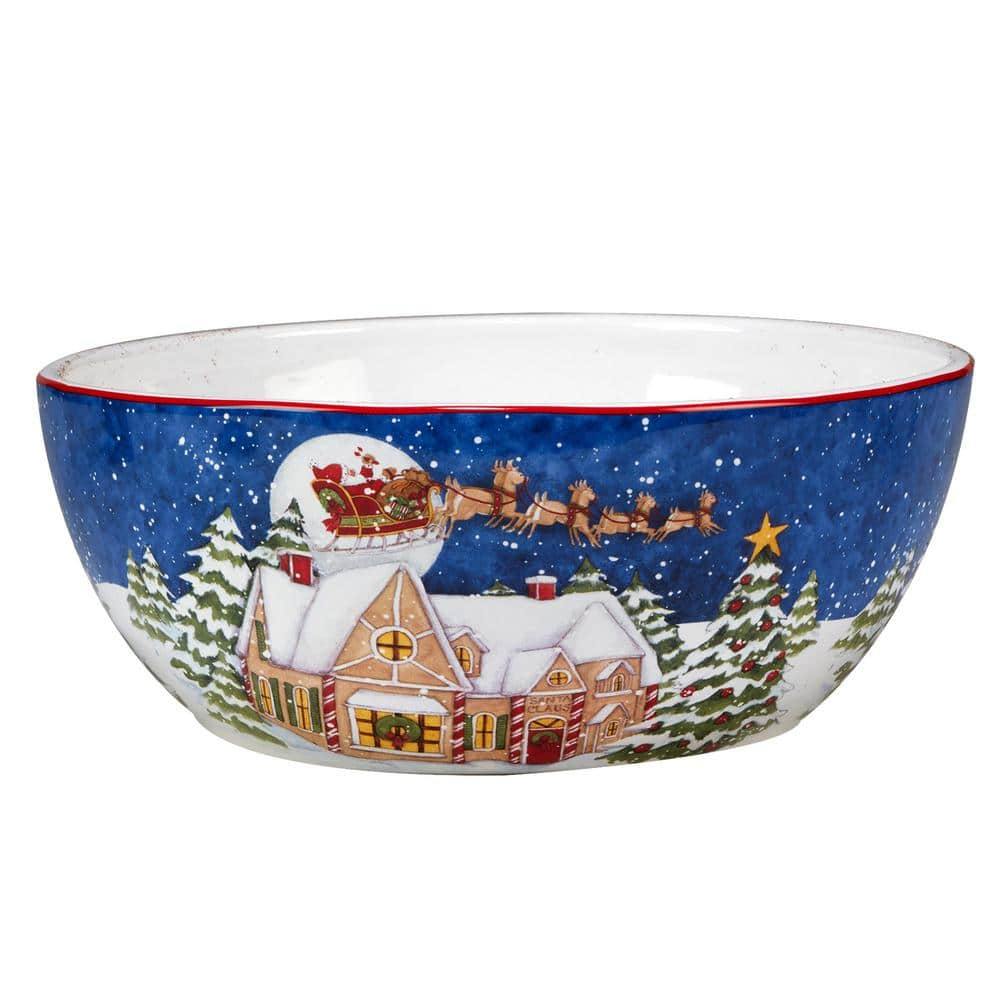 Santa's Workshop Red & White Holiday Ceramic Batter Bowl