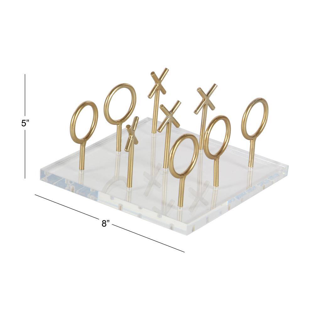 Gold and Clear Acrylic Tic Tac Toe Game Set