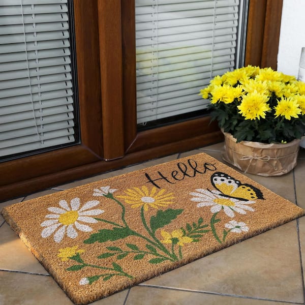 Printed Coir Mat 18x30-Hello Butterfly