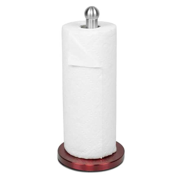 Home Basics Stainless Steel Paper Towel Holder with Red Base