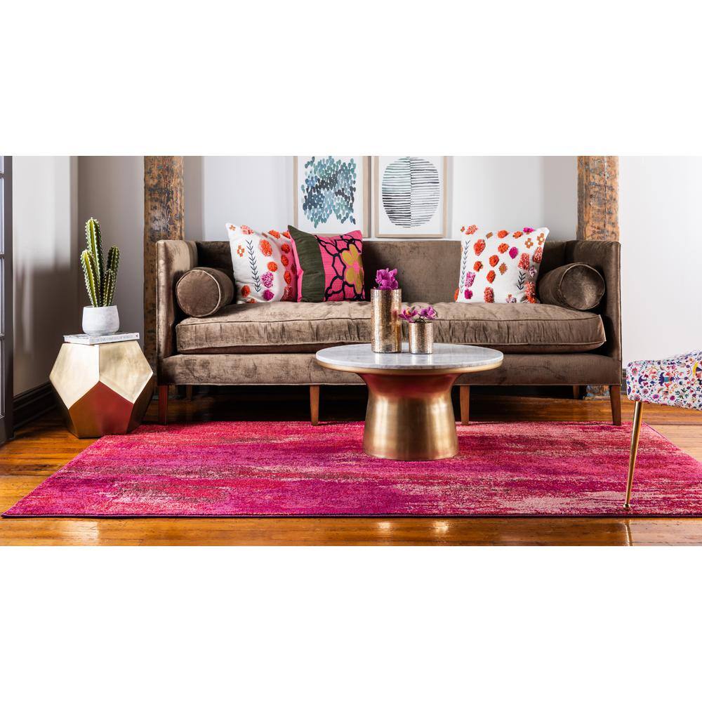 Abstract Pink Bliss 6'x9' Synthetic Easy-Care Area Rug