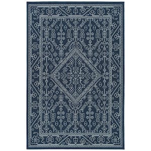 Sunice Collection Navy 2'2" x 8' Residential Indoor-Outdoor Runner