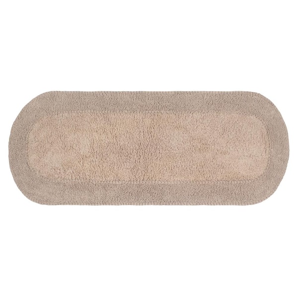 Double Ruffle Collection 100% Cotton Bath Rugs Set, 21x54 Runner, Linen