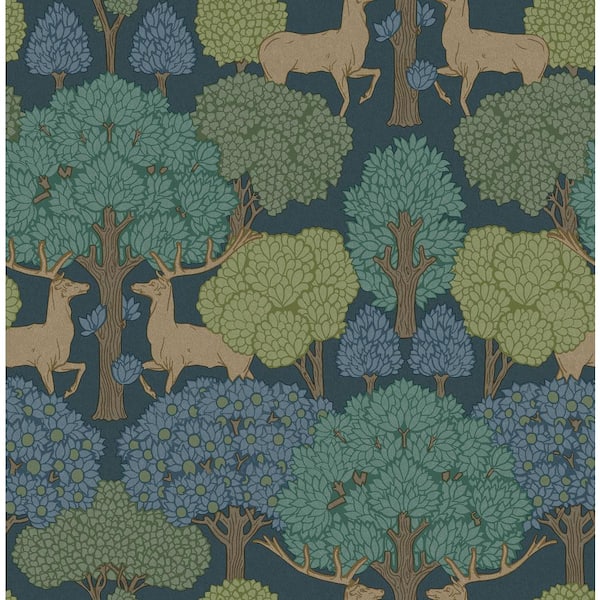 Advantage Blue Forest of Arden Deer Wallpaper Sample