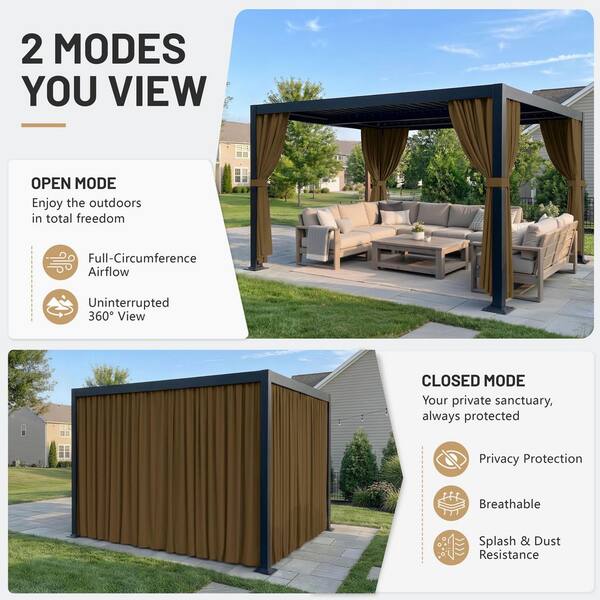 WNP 12 ft. x 16 ft. Universal Outdoor Privacy Curtains, Gazebo