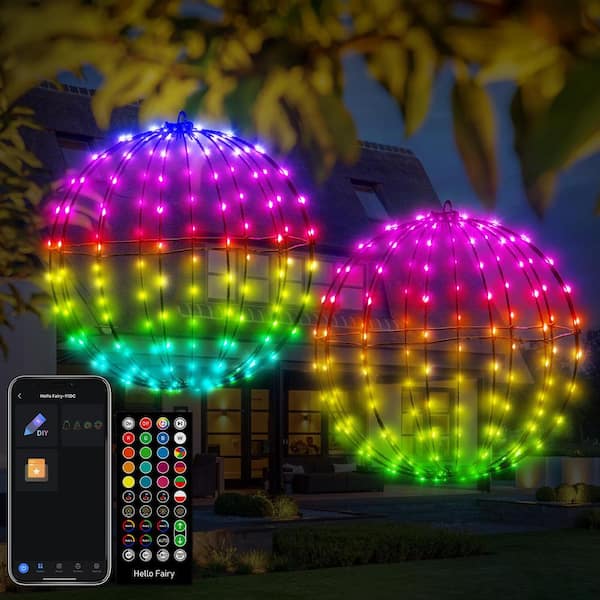 2 Pack 11.8 in. 108LED Hanging Ball Lights Color Changing Color Changing