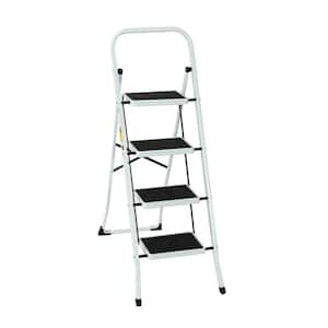 Folding Step Ladder, Portable 4-Step Metal Step Stool, 330 lb. Load Capacity Type IA Duty Rating (9 ft. Reach Height)