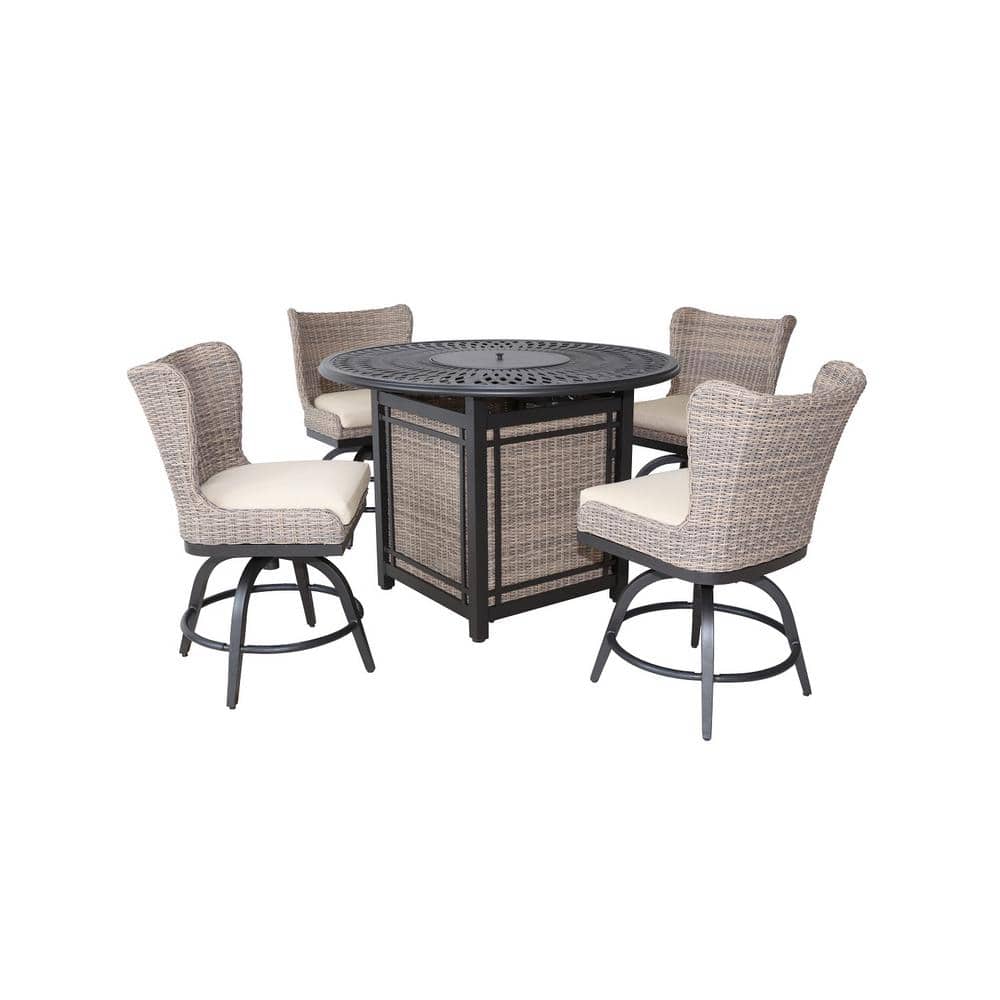 Home Decorators Collection Hazelhurst Aluminum LP Firepit Patio High Dining Table with Cast