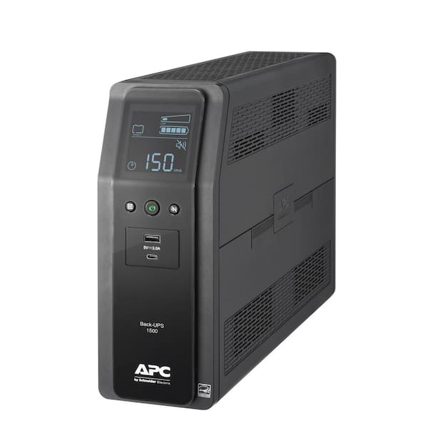 APC Back-UPS Pro 1500VA Battery Backup/Surge Protector with 6 battery backup outlets, 4 surge protect outlets & 2 USB ports