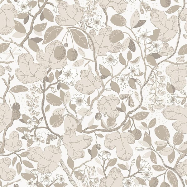 A-Street Prints Ewald Beige Garden Vines Wallpaper Sample