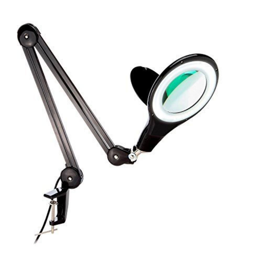 Brightech LightView Pro Flex 2-in-1 Magnifying Glass LED Lamp Lighted Magnifier with Stand & Clamp Table Crafts 2.25x Magnification for Desk Sewing Bright Light for Reading 