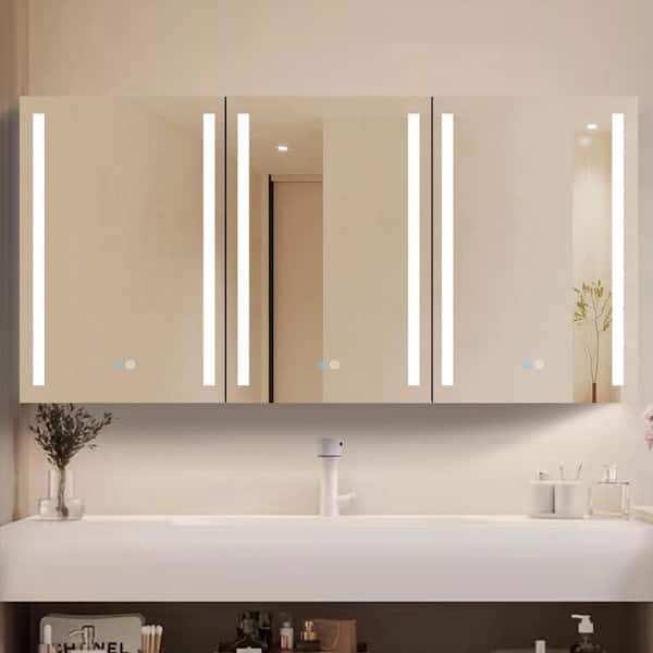 Staykiwi 60 in. W x 30 in. H Rectangular Aluminum Medicine Cabinet with Mirror