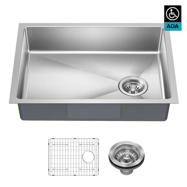 Fairlane 25 ADA Compliant Undermount Single Bowl 18-Gauge Stainless Steel Kitchen Sink