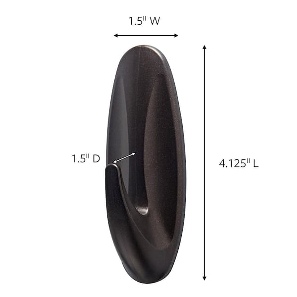 5 lbs. Large Metallic Bronze Outdoor Designer Hook (2-Pack) (2 Hooks, 4 Water Resistant Strips)