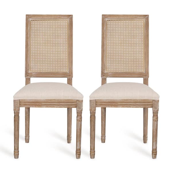 Noble House Beckstrom Beige and Natural Upholstered Dining Chair (Set of 2)