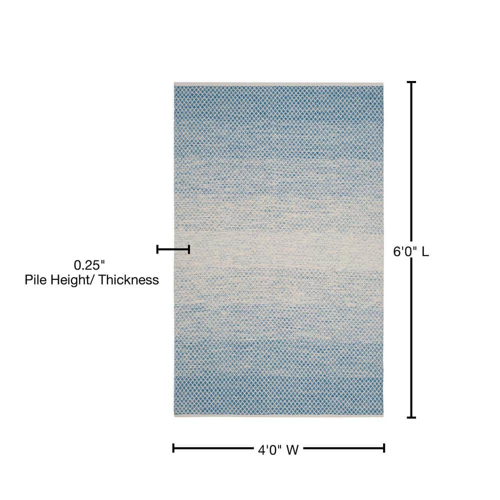 Handmade Blue/Ivory Cotton Flat Woven 4' x 6' Area Rug