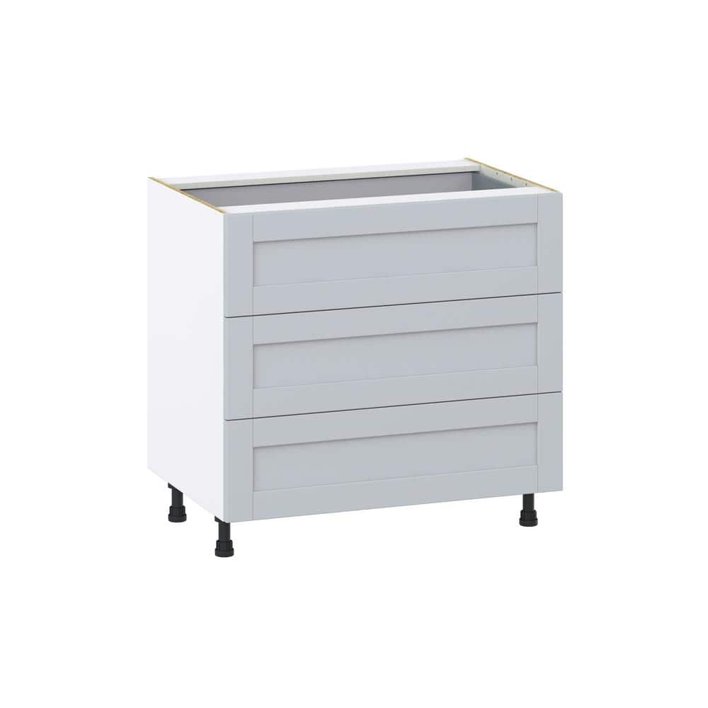 Milton 36 in. W x 24 in. D x 34.5 in. H Assembled Shaker Drawer Base Kitchen Cabinet in Light Gray with 4 Drawers price history on PriceWatchPro
