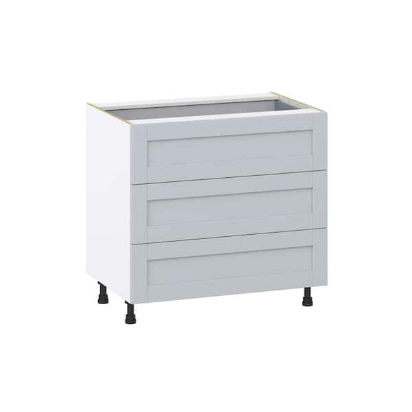 J COLLECTION Light Gray Shaker Assembled Base Kitchen Cabinet with 3-Drawers and 1 Inner Drawer (36 in. W x 34.5 in. H x 24 in. D)