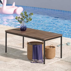Savannah Black Aluminum and Bamboo Outdoor Table