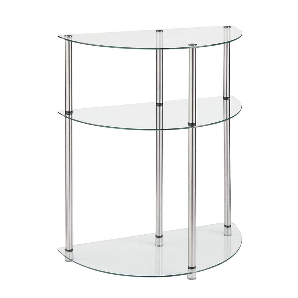 Elysian Chrome-Finished Stainless Steel and Clear Glass Console Table