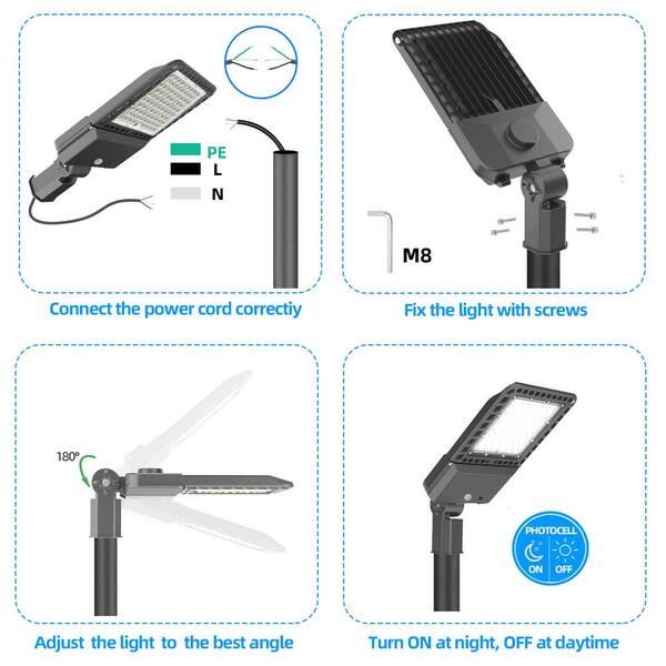 WYZM 300-Watt 150-Degree Bronze Integrated LED Parking Lot Area