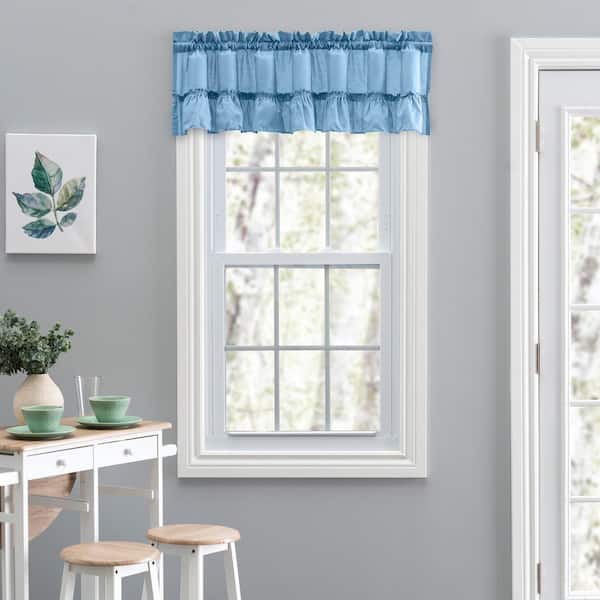 Ellis Curtain Stacey 13 in. L Polyester/Cotton Ruffled Filler Valance in Slate