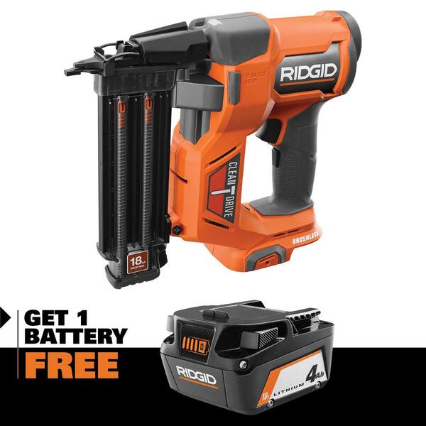 RIDGID 18V Brushless Cordless 18Gauge 21/8 in. Brad Nailer with 4.0