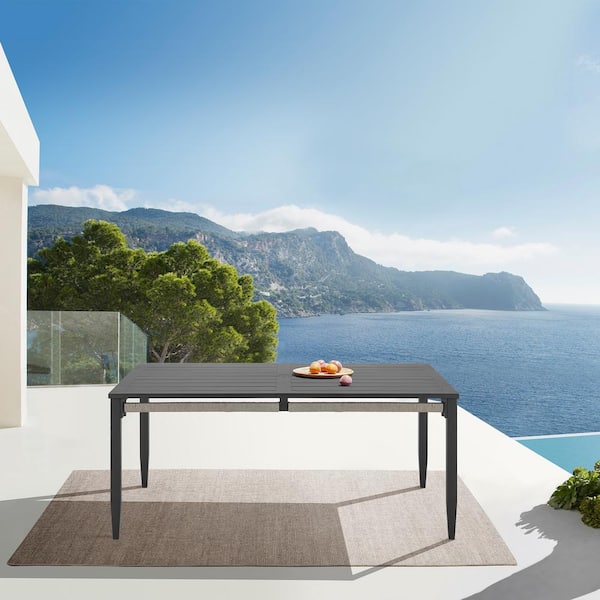Armen Living Zella Dark Gray Rectangle Aluminum Outdoor Dining Table