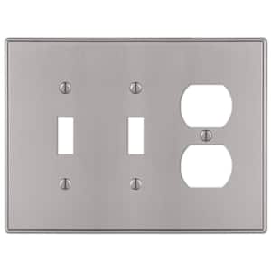 Ansley 3 Gang 2-Toggle and 1-Duplex Metal Wall Plate - Brushed Nickel