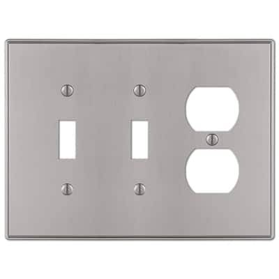 Ansley 3 Gang 2-Toggle and 1-Duplex Metal Wall Plate - Brushed Nickel