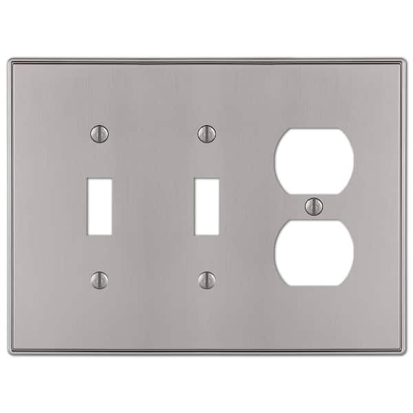 AMERELLE Ansley 3 Gang 2-Toggle and 1-Duplex Metal Wall Plate - Brushed Nickel