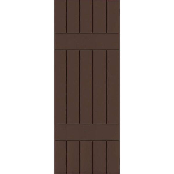 Ekena Millwork 18 in. x 43 in. Exterior Real Wood Pine Board & Batten Shutters Pair Tudor Brown