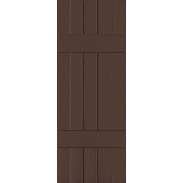 Ekena Millwork 18" x 67" Exterior Five Board (2 Batten) Real Wood Cedar Board-n-Batten Shutters (Per Pair), Tudor Brown