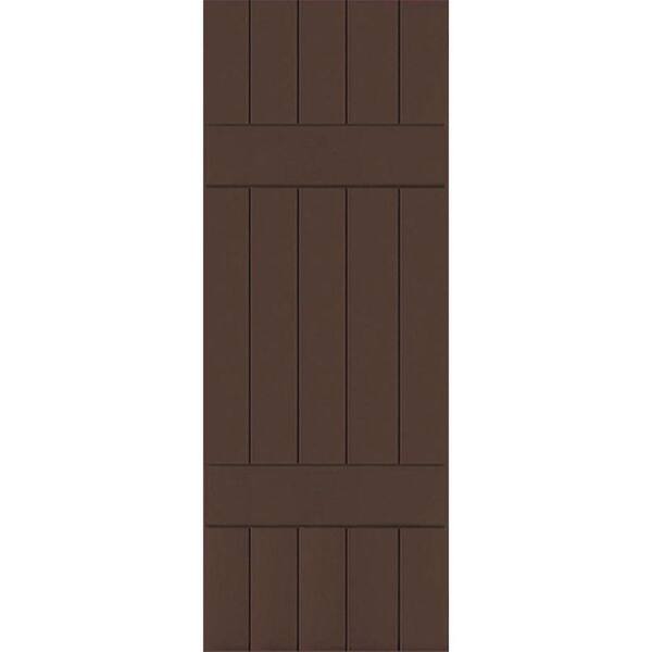 Ekena Millwork 18 in. x 70 in. Exterior Real Wood Pine Board and Batten Shutters Pair Tudor Brown