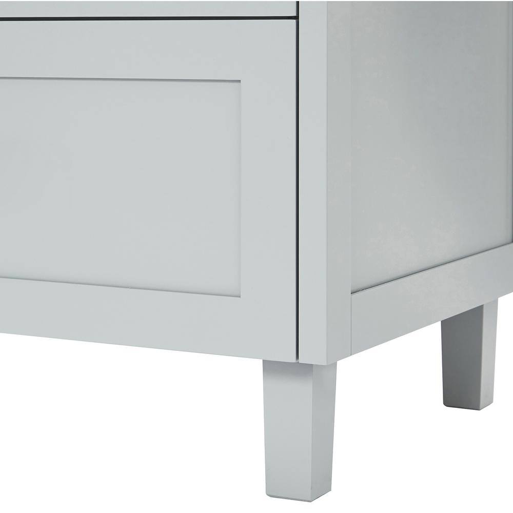 Gray Solid Wood Freestanding Bathroom Vanity with Marble Top
