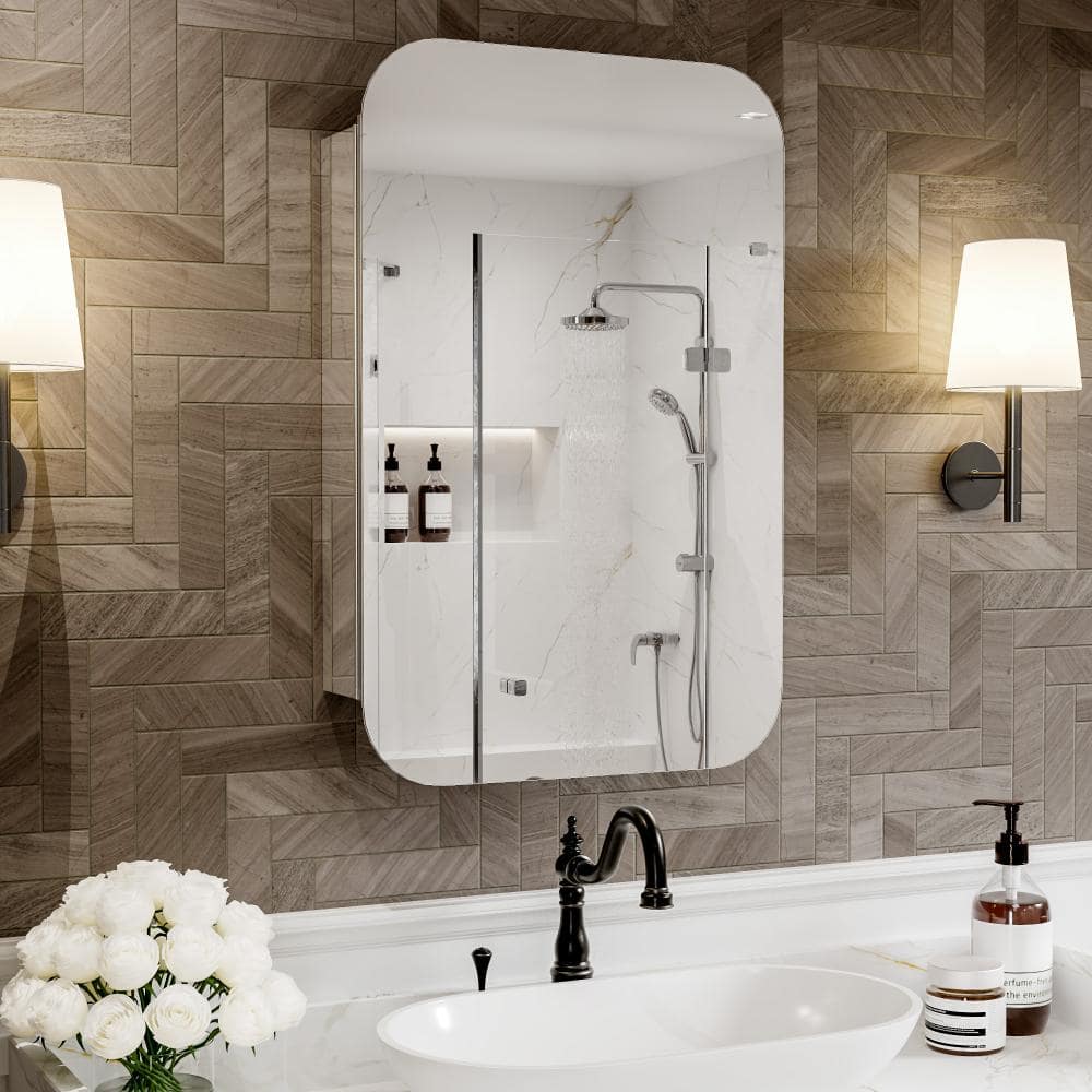 Hans 20 in. W x 31 in. H Rectangular Aluminum Medicine Cabinet with Mirror Soft-Close Door Surface/Recessed Mount price history on PriceWatchPro