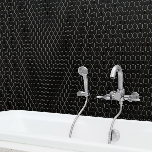 Metro 2 in. Hex Matte Black 11-1/8 in. x 12-5/8 in. Porcelain Mosaic Tile (10.0 sq. ft./Case)
