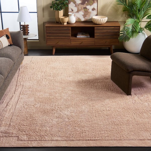 Easy Care Pink 5 ft. x 8 ft. Machine Washable High-Low Abstract Solid Area Rug